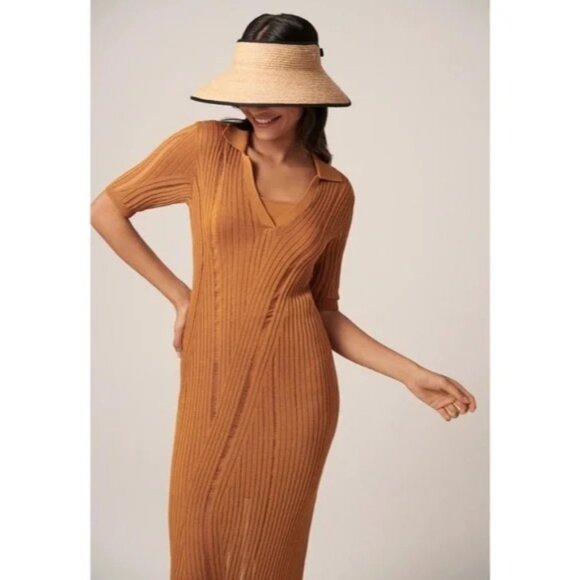 Helen Kaminsk Women's Natural & Black Mita Packable Raffia Visor One Size 2718 - Picture 4 of 14